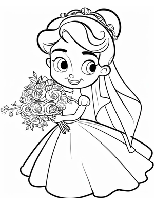 Bruiloft Bruid 3 Kleurplaat — gratis kleurplaat