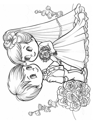 Bruiloft Bruid Bruidegom 1 Kleurplaat — gratis kleurplaat