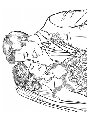 Bruiloft Bruid Bruidegom 3 Kleurplaat — gratis kleurplaat