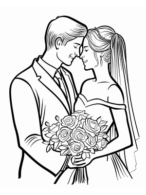 Bruiloft Bruid Bruidegom 4 Kleurplaat — gratis kleurplaat