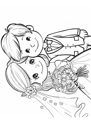 Bruiloft Bruid Bruidegom 5 Kleurplaat — gratis kleurplaat