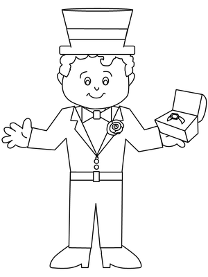 Bruiloft Bruidegom Kleurplaat — gratis kleurplaat