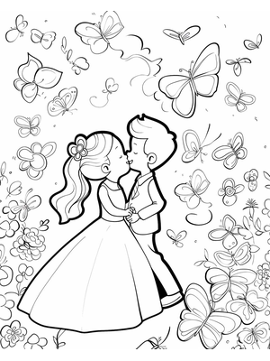 Bruiloft Butterflies 1 Kleurplaat — gratis kleurplaat