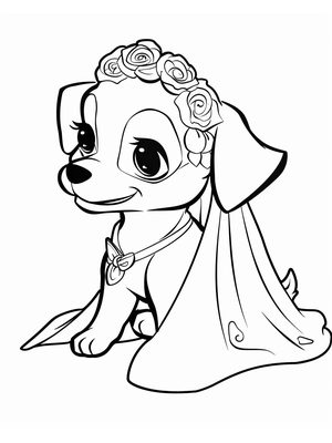 Bruiloft Dog 1 Kleurplaat — gratis kleurplaat