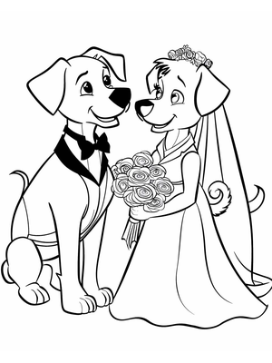 Bruiloft Dog 2 Kleurplaat — gratis kleurplaat