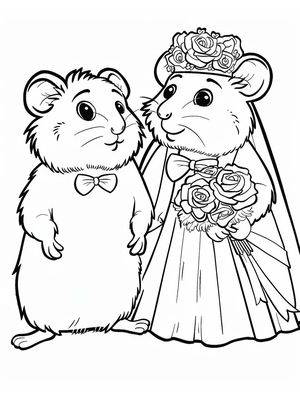 Bruiloft Hamster 1 Kleurplaat — gratis kleurplaat