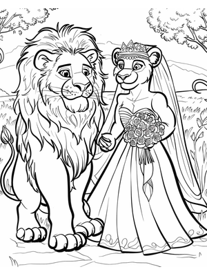 Bruiloft Liion 1 Kleurplaat — gratis kleurplaat