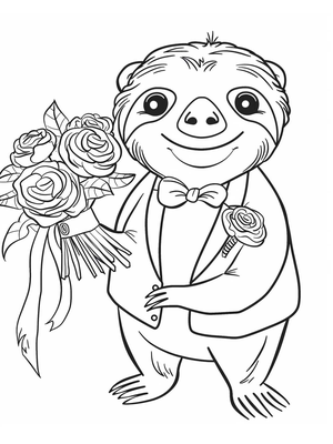 Bruiloft Sloth 1 Kleurplaat — gratis kleurplaat