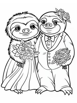Bruiloft Sloth 2 Kleurplaat — gratis kleurplaat