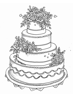 Bruiloft Taart 1 Kleurplaat — gratis kleurplaat