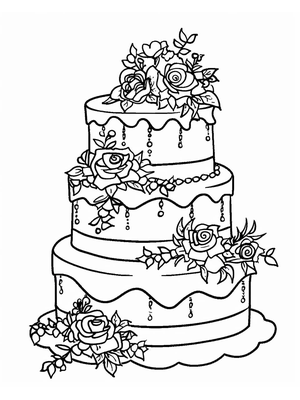Bruiloft Taart 2 Kleurplaat — gratis kleurplaat