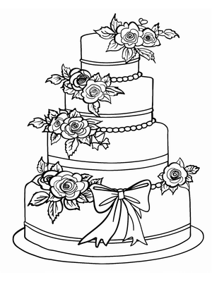 Bruiloft Taart 3 Kleurplaat — gratis kleurplaat