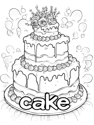 Bruiloft Taart 4 Kleurplaat — gratis kleurplaat