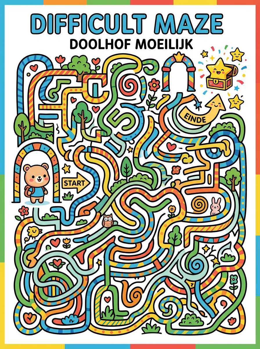 Doolhof moeilijk kleurplaten