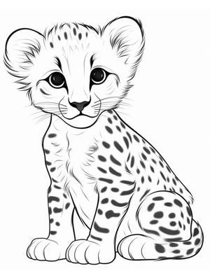 Baby Cheetah Kleurplaat — gratis kleurplaat