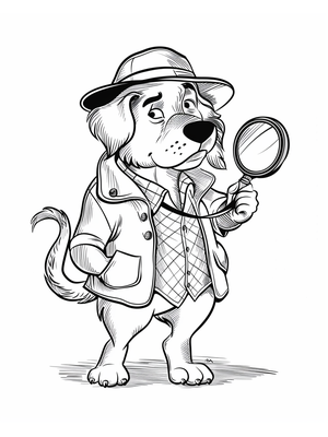 Detective Hond Kleurplaat — gratis kleurplaat