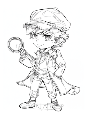 Detective Jongen Kleurplaat — gratis kleurplaat