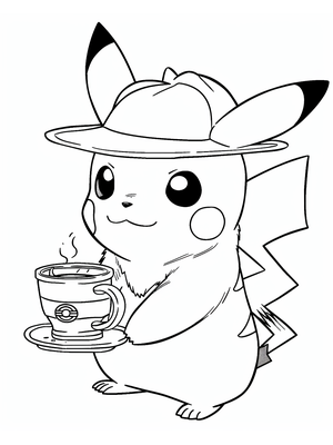 Detective Pikachu Kleurplaat — gratis kleurplaat