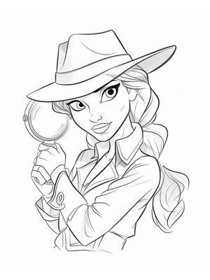 Detective Vrouw Kleurplaat 2 — gratis kleurplaat