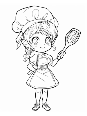 Elf Kok Kleurplaat 2 — gratis kleurplaat