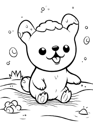 Kawaii hond Kleurplaat — gratis kleurplaat