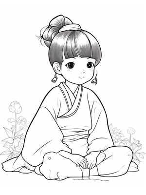 Kind Japanese 1 Kleurplaat — gratis kleurplaat