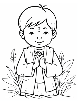 Kind Se Asian 1 Kleurplaat — gratis kleurplaat