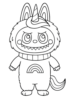Labubu Unicorn Kleurplaat — gratis kleurplaat