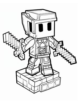 Lego Minecraft Guardian Kleurplaat — gratis kleurplaat