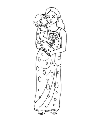 Moeder en dochter Kleurplaat — gratis kleurplaat