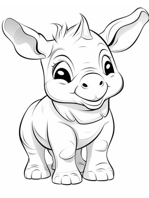 Baby Neushoorn Kleurplaat — gratis kleurplaat