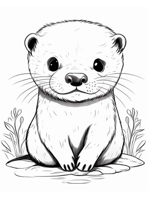 Baby Otter Kleurplaat — gratis kleurplaat