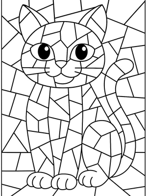 Poes mozaïek Kleurplaat — gratis kleurplaat