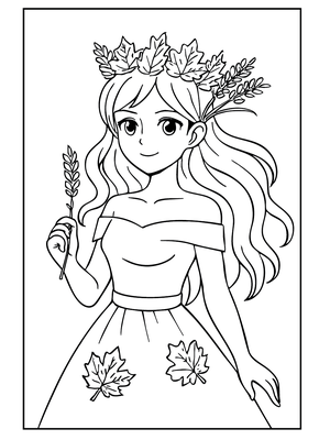 Prinses Simple Fall Kleurplaat — gratis kleurplaat