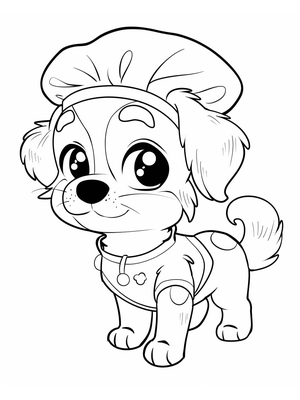 Puppy Kok Kleurplaat — gratis kleurplaat