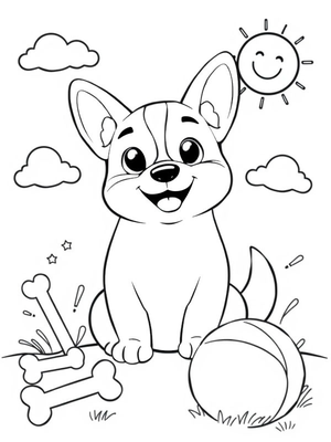 Schattige welsh corgi pup Kleurplaat — gratis kleurplaat