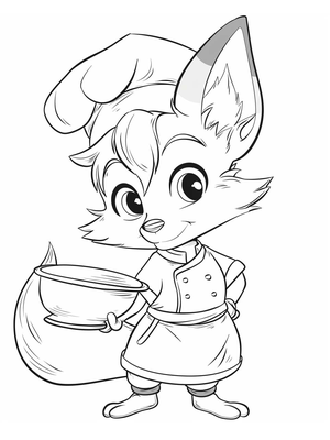 Vos Kok Kleurplaat — gratis kleurplaat