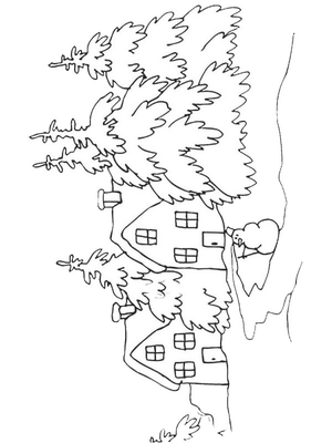 Winterlandschap Kleurplaat — gratis kleurplaat