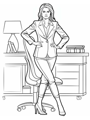 Zakenvrouw Kleurplaat 3 — gratis kleurplaat
