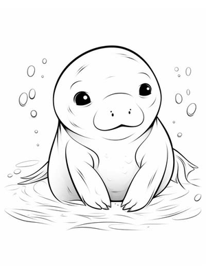 Baby Zeekoe Kleurplaat — gratis kleurplaat