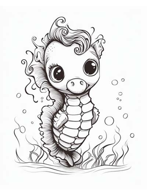 Baby Zeepaardjes Kleurplaat