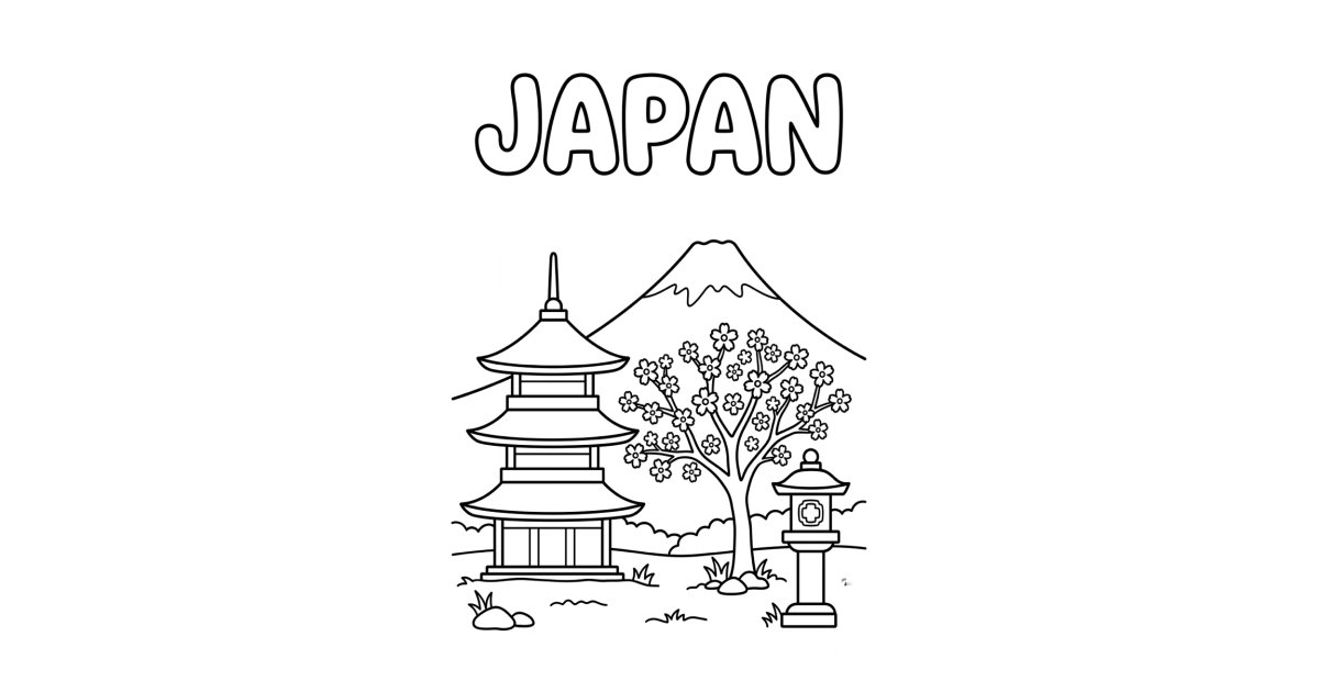 Japan kleurplaat — Gratis printen | Minipret