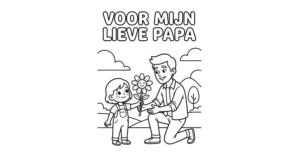Kind Geeft Bloem Aan Papa Kleurplaat Gratis Printen Minipret kind-geeft-bloem-aan-papa-kleurplaat-gratis-printen-minipret