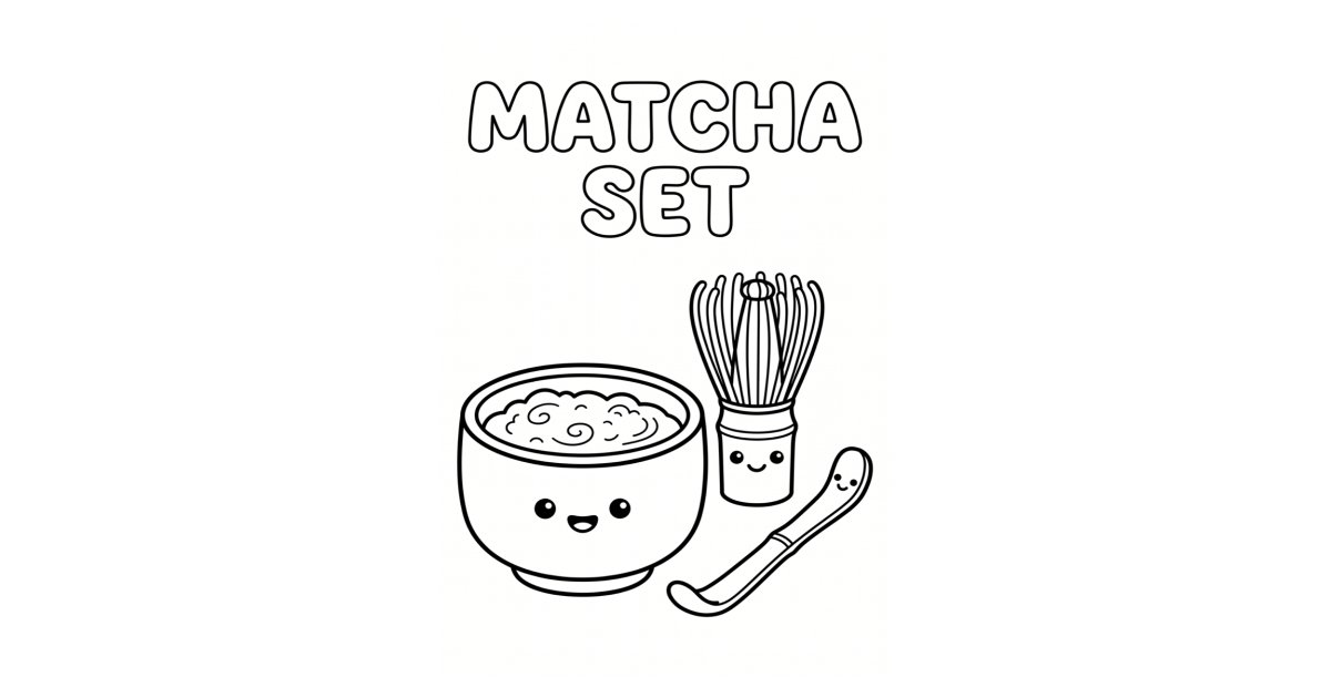 Matcha Color Pages Matcha set kleurplaat — Gratis printen | Minipret