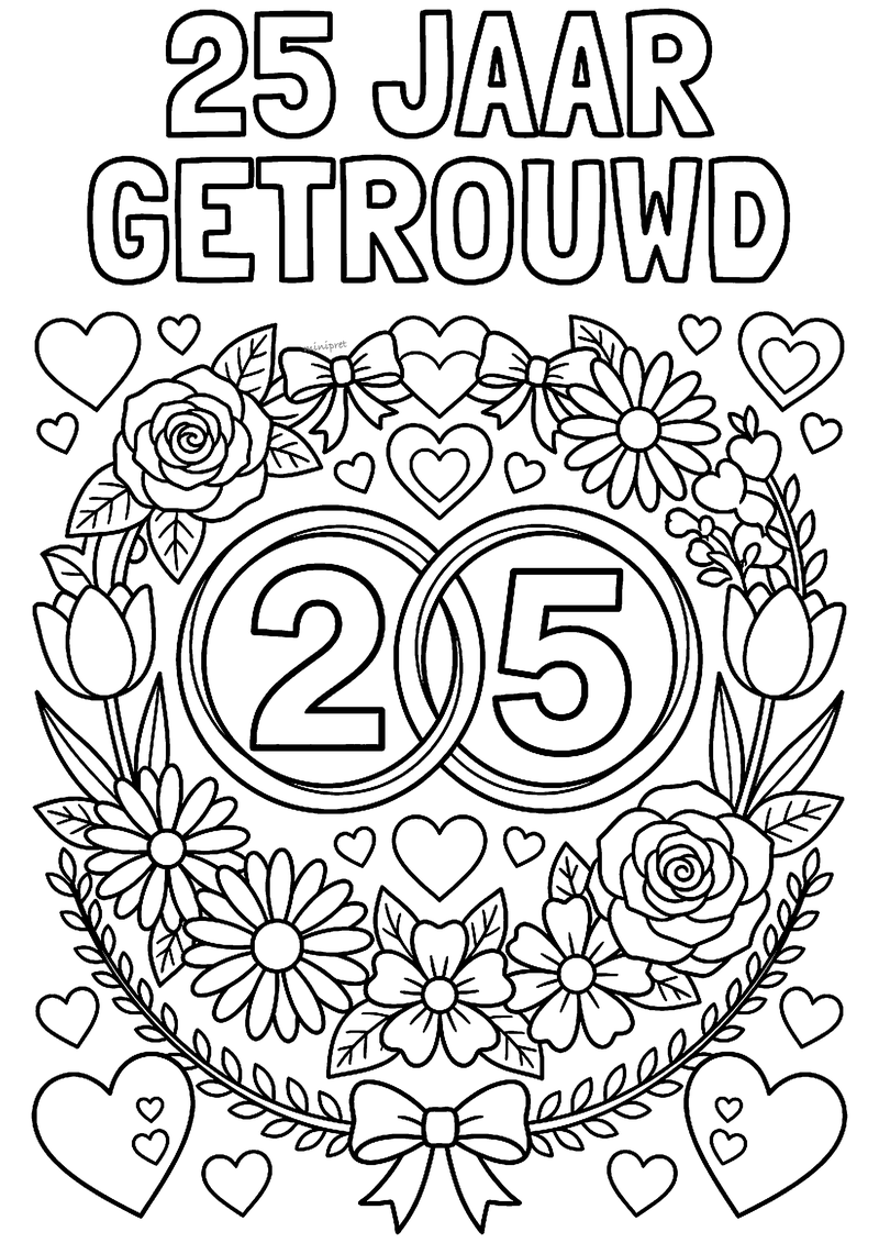25 jaar getrouwd kleurplaat
