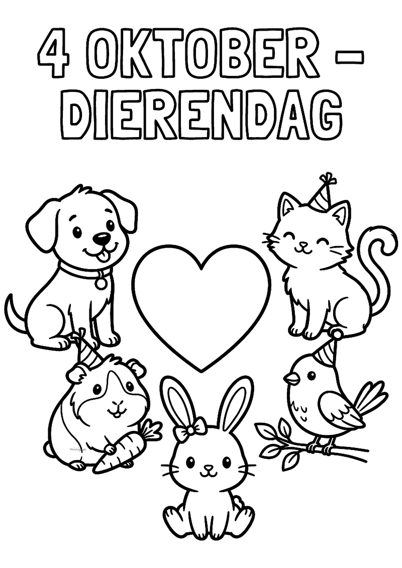 4 oktober Dierendag kleurplaat