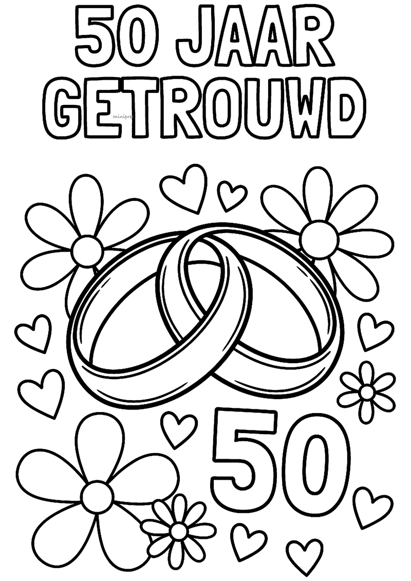 50 jaar getrouwd kleurplaat