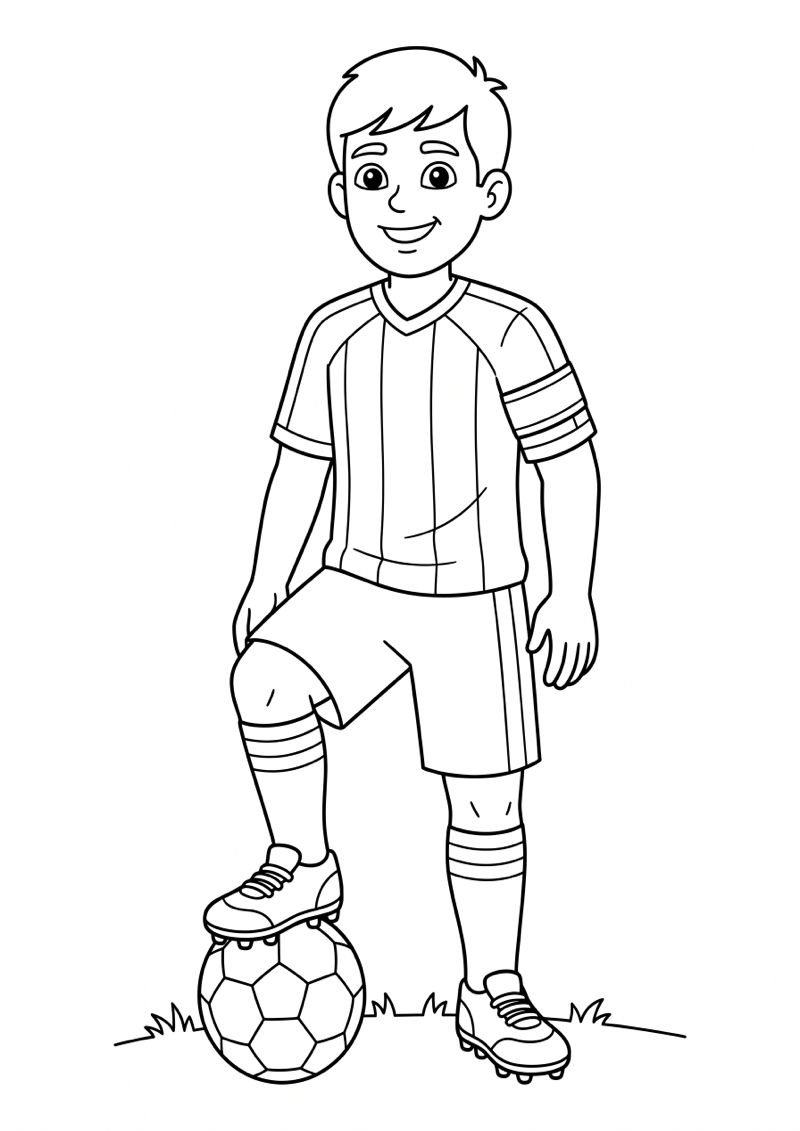 Aanvoerder met Band en Bal Kleurplaat — gratis kleurplaat printen