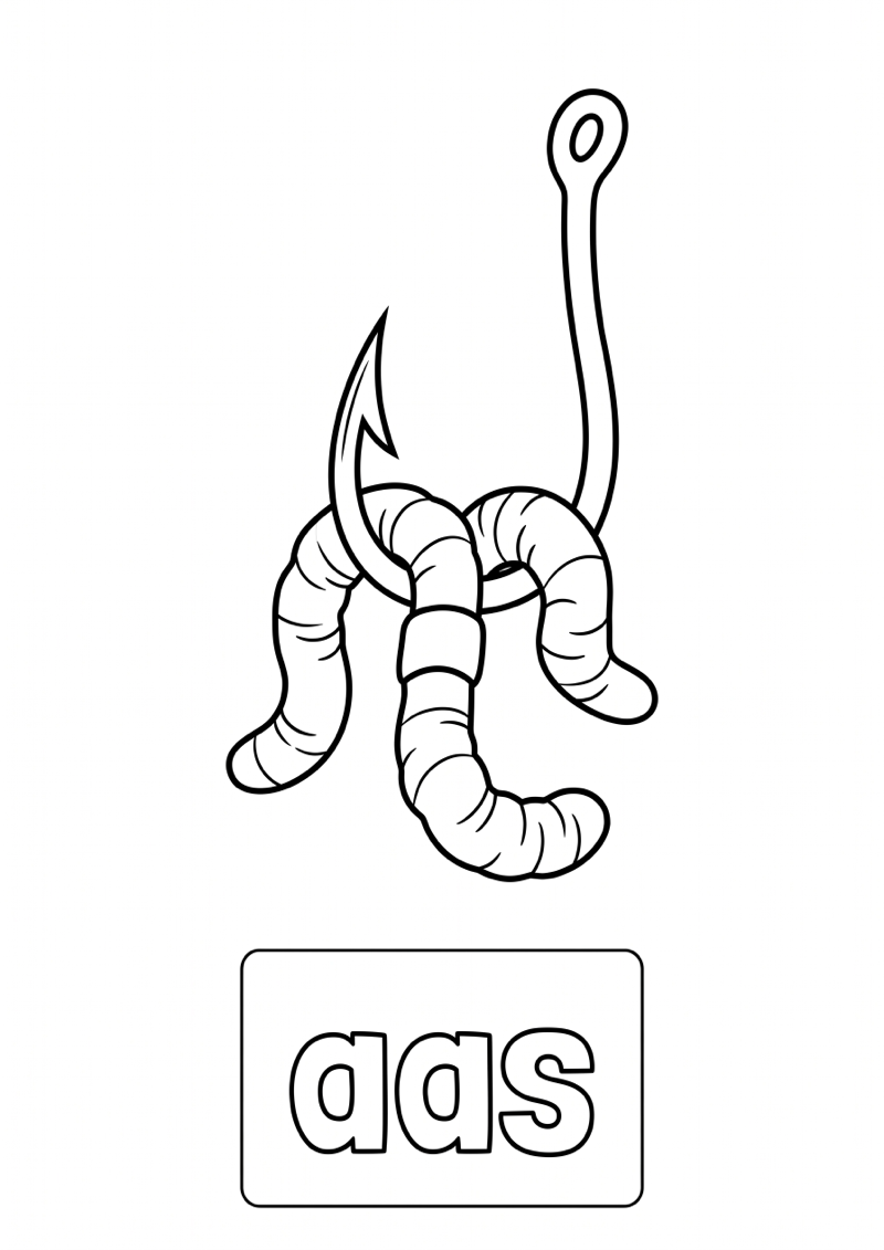 Aas Woordkaart Kleurplaat — gratis kleurplaat