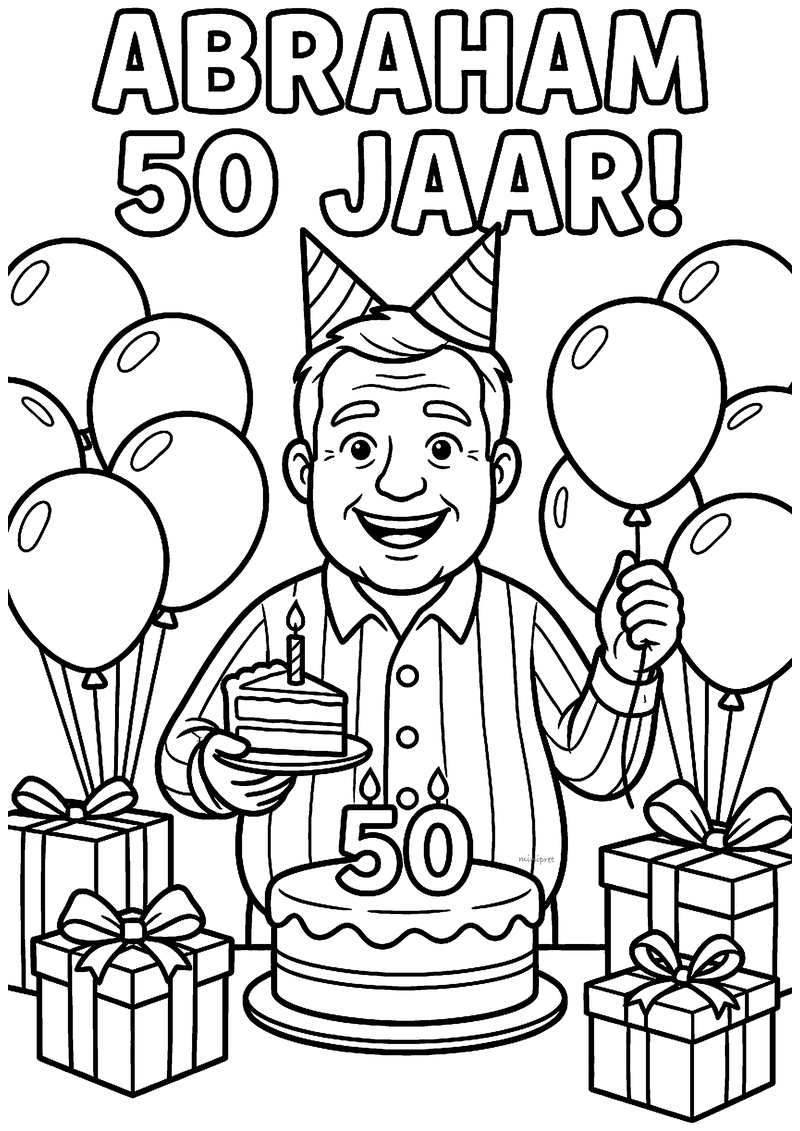 Abraham 50 jaar kleurplaat